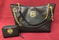 Tory Burch Black Leather Purse with Matching Wallet 202//138